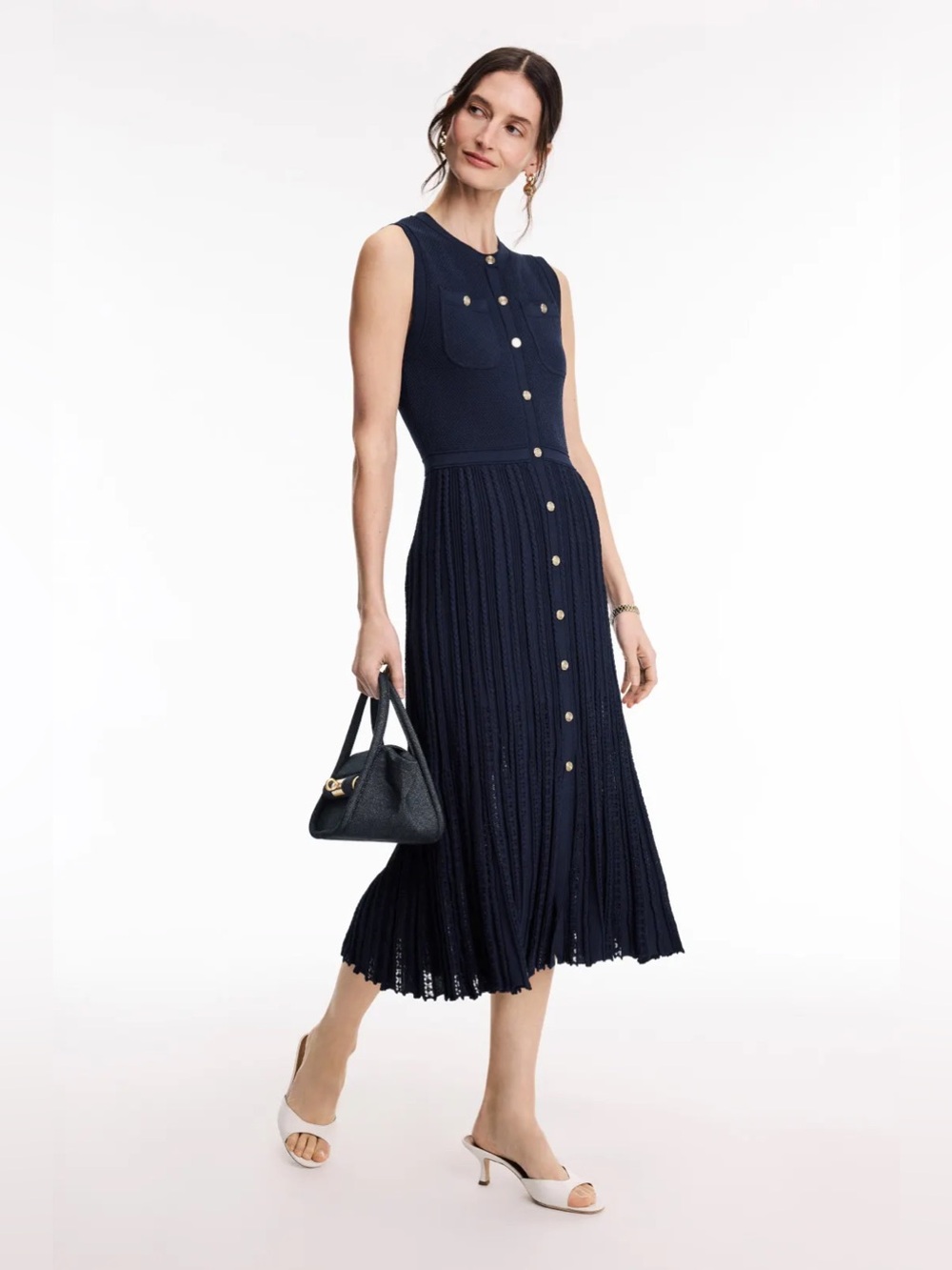 *Flawed RTR Maje Navy Sleeveless Knit MIDI Dress (0534)